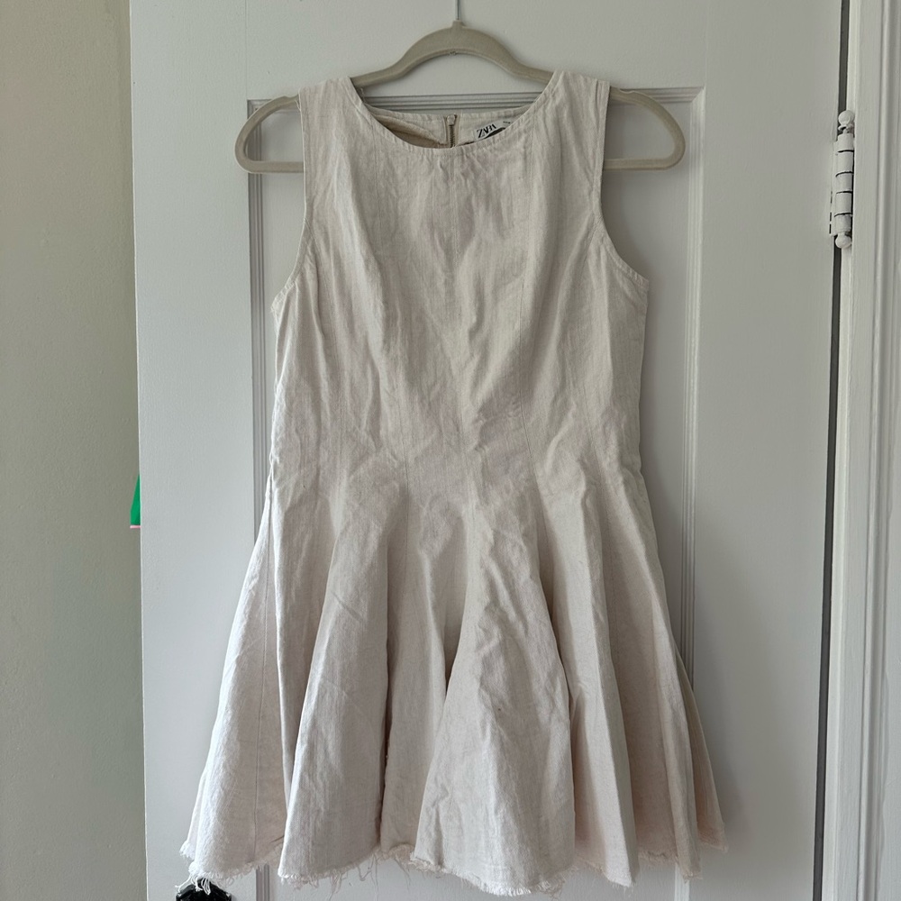 Zara Cream Denim Dress MEDIUM